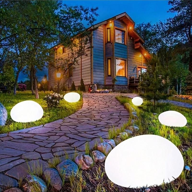 Solar Powered Stone Garden Light