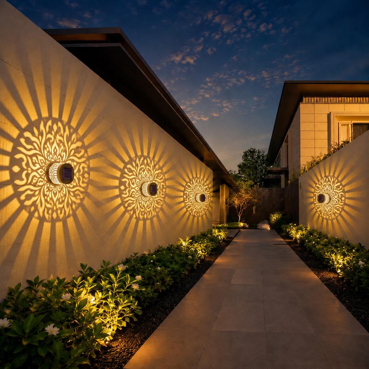 2PCS Mandala pattern Retro Solar Outdoor Lanterns