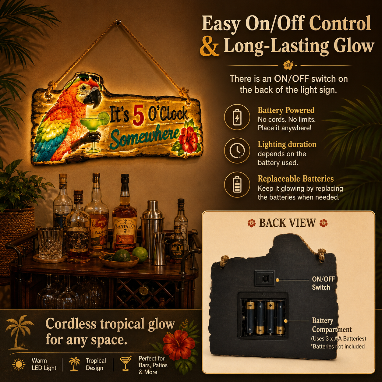 🦜A lifelike parrot Lighted decorative hanging sign-Turn Your Backyard Into a Tropical Escape🌴