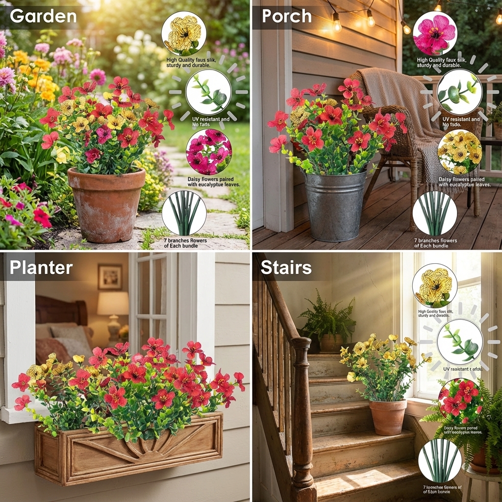 ☀️UV resistant, Waterproof, Windproof 🌪️Artificial Outdoor Flower Bush-keep the spring sunshine for you at all times