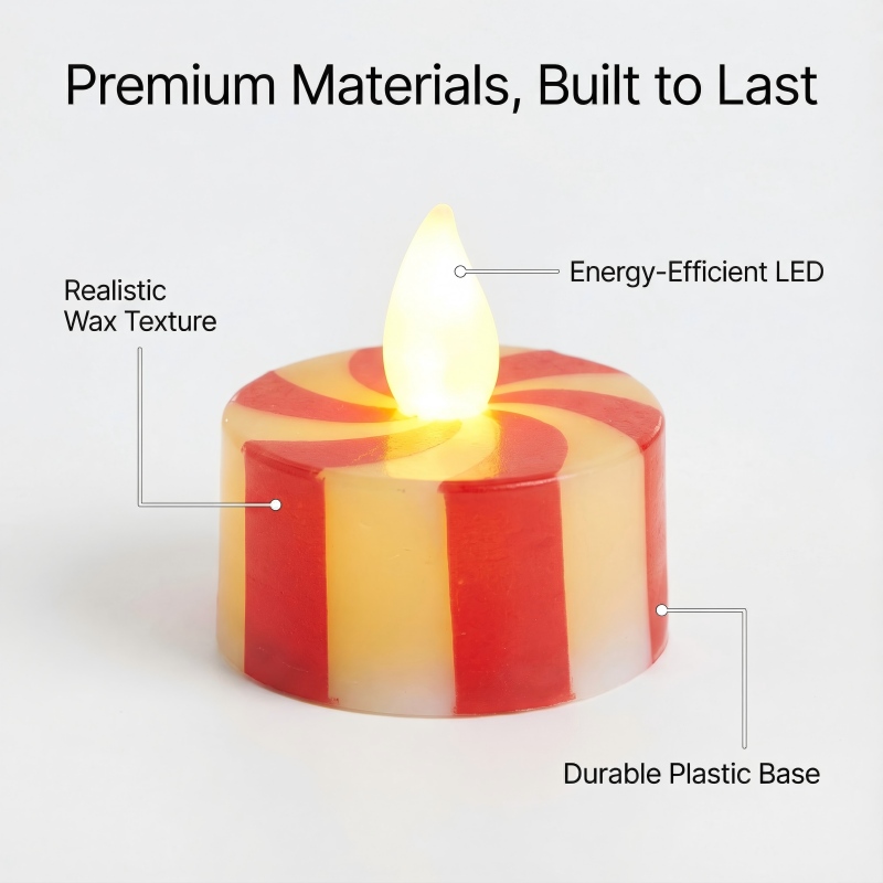 Christmas Flameless Tealight Candles(5PCS) With Glass Cylinder Candle Holder
