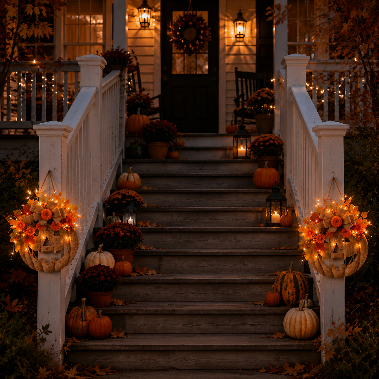 15.7in(H)× 13.66 in(w）Lighted Burlap Pumpkin Wreath with Remote Control 🎃✨