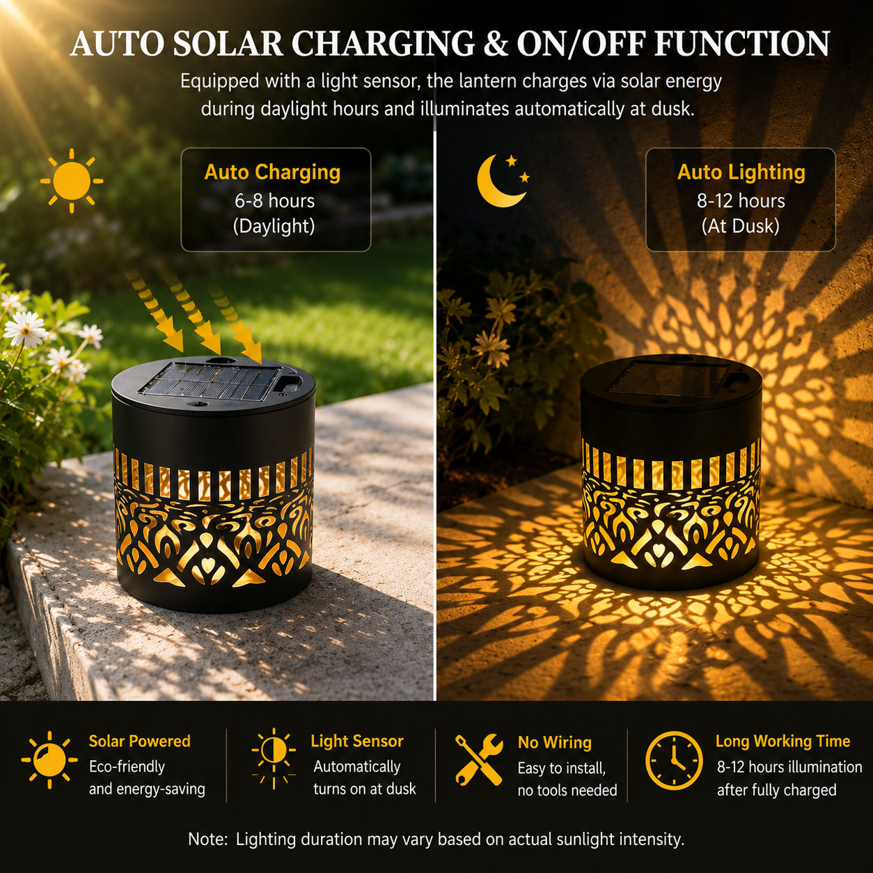 2PCS Mandala pattern Retro Solar Outdoor Lanterns