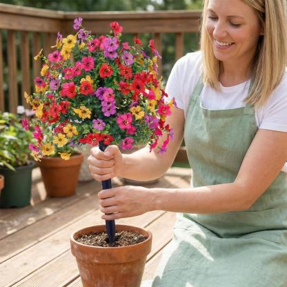  Outdoor Artificial flowers garden stakes – Waterproof,Windproof,UV Resistant Outdoor Faux Floral Decor