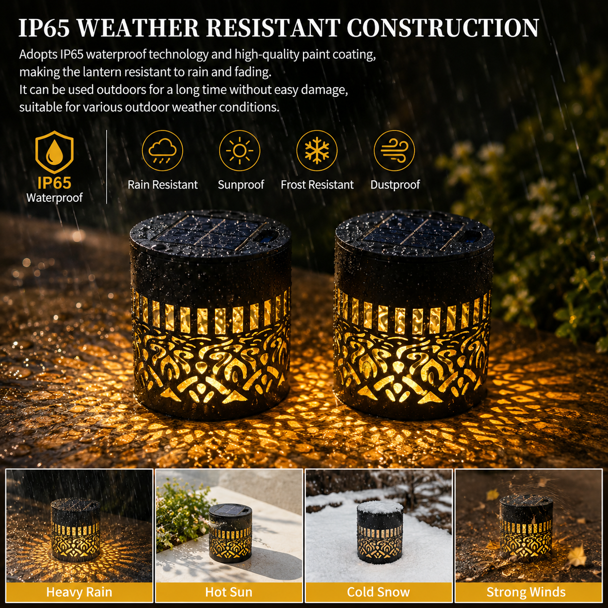 2PCS Mandala pattern Retro Solar Outdoor Lanterns