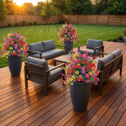  Outdoor Artificial flowers garden stakes – Waterproof,Windproof,UV Resistant Outdoor Faux Floral Decor