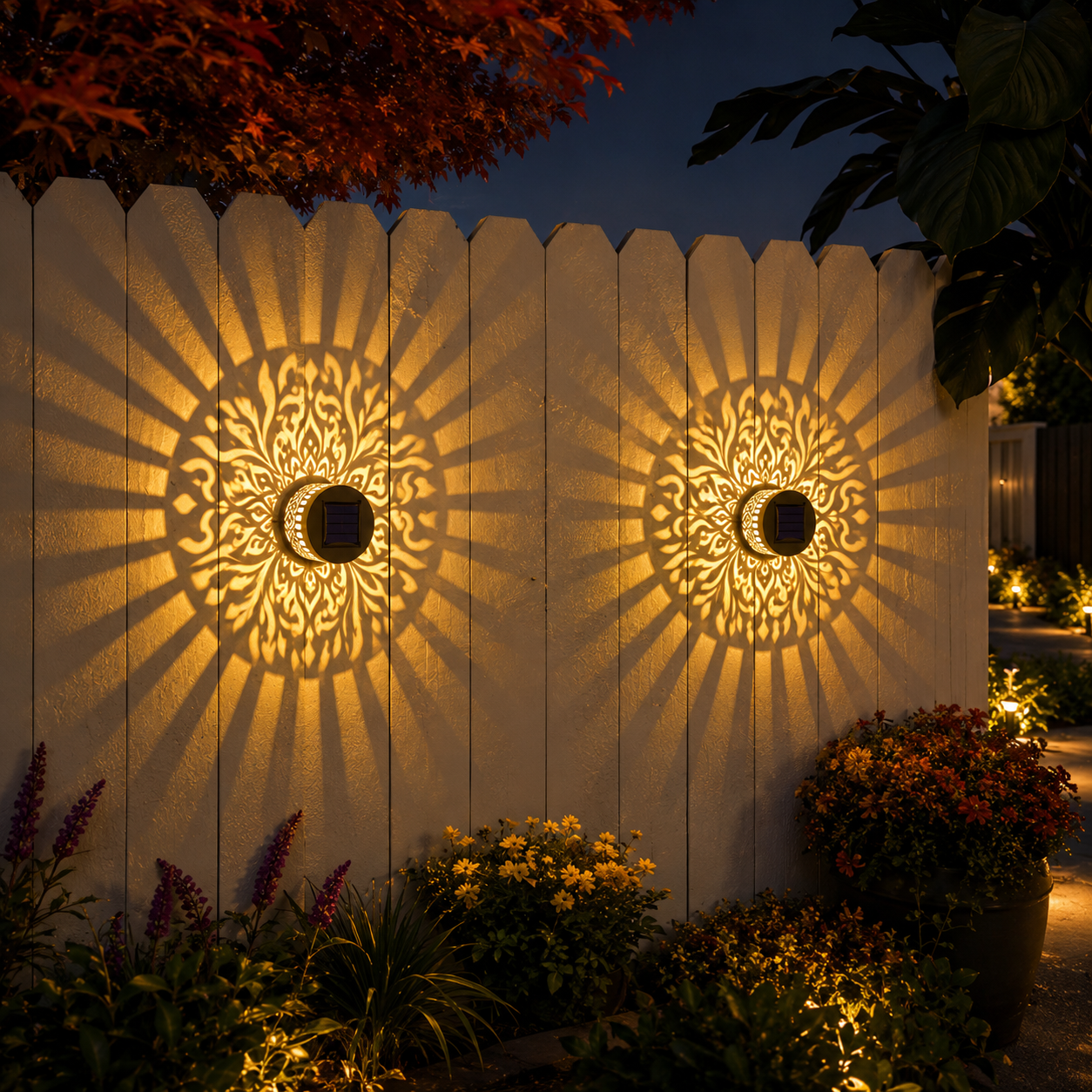 2PCS Mandala pattern Retro Solar Outdoor Lanterns