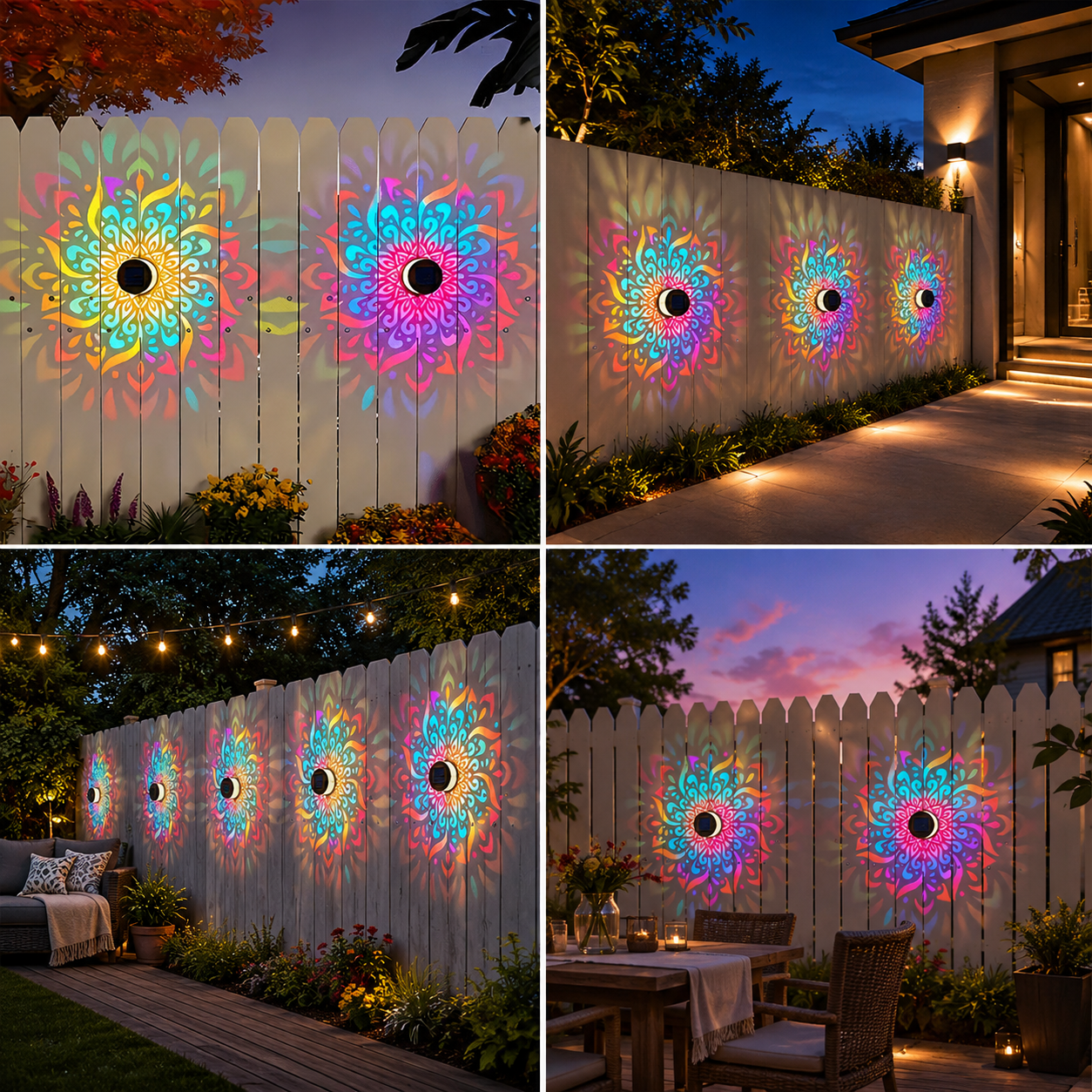 2PCS Mandala pattern Retro Solar Outdoor Lanterns