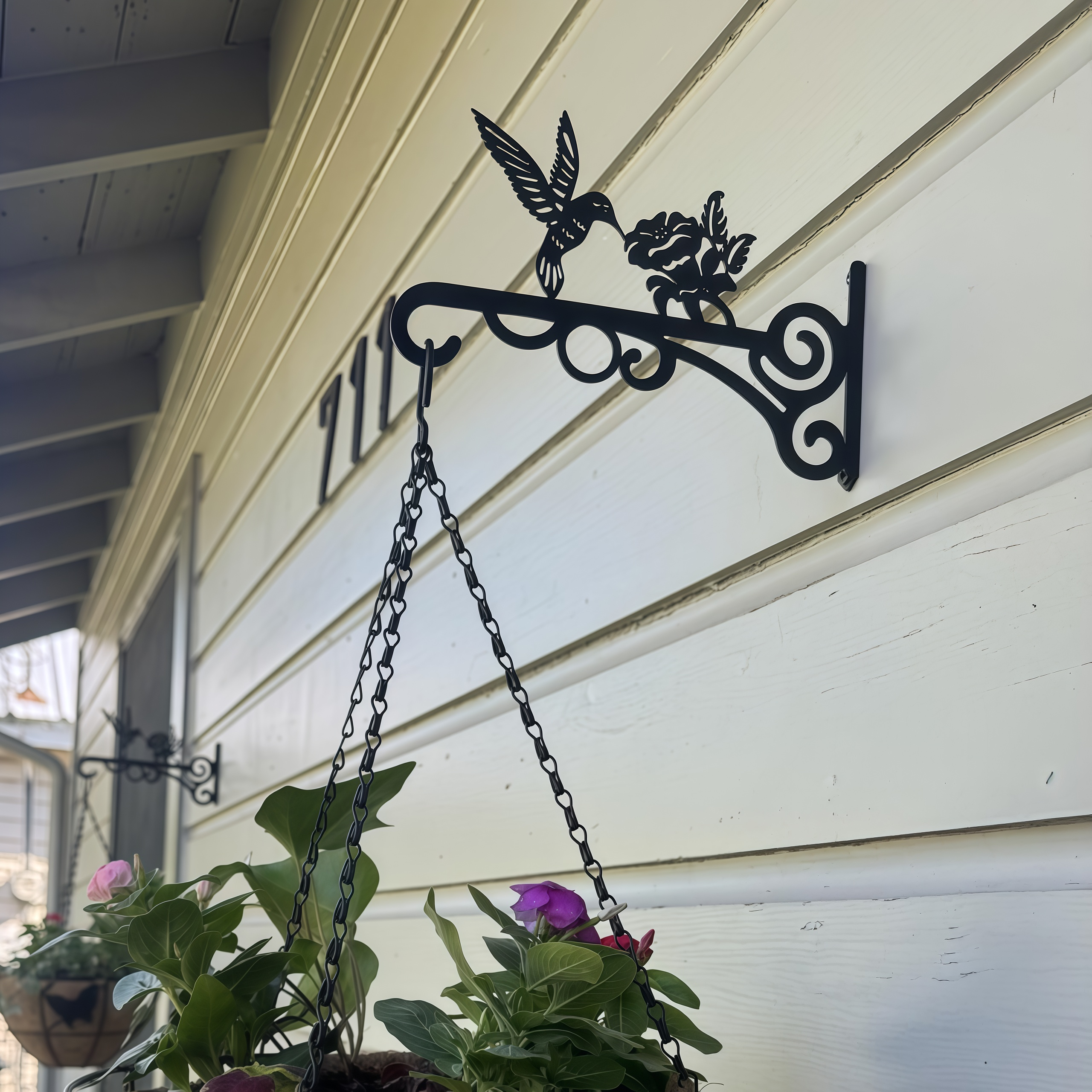 Hummingbird Decorative Metal Wall Plant Hanger Bracket, 8" Heavy Duty, 25 lbs Capacity