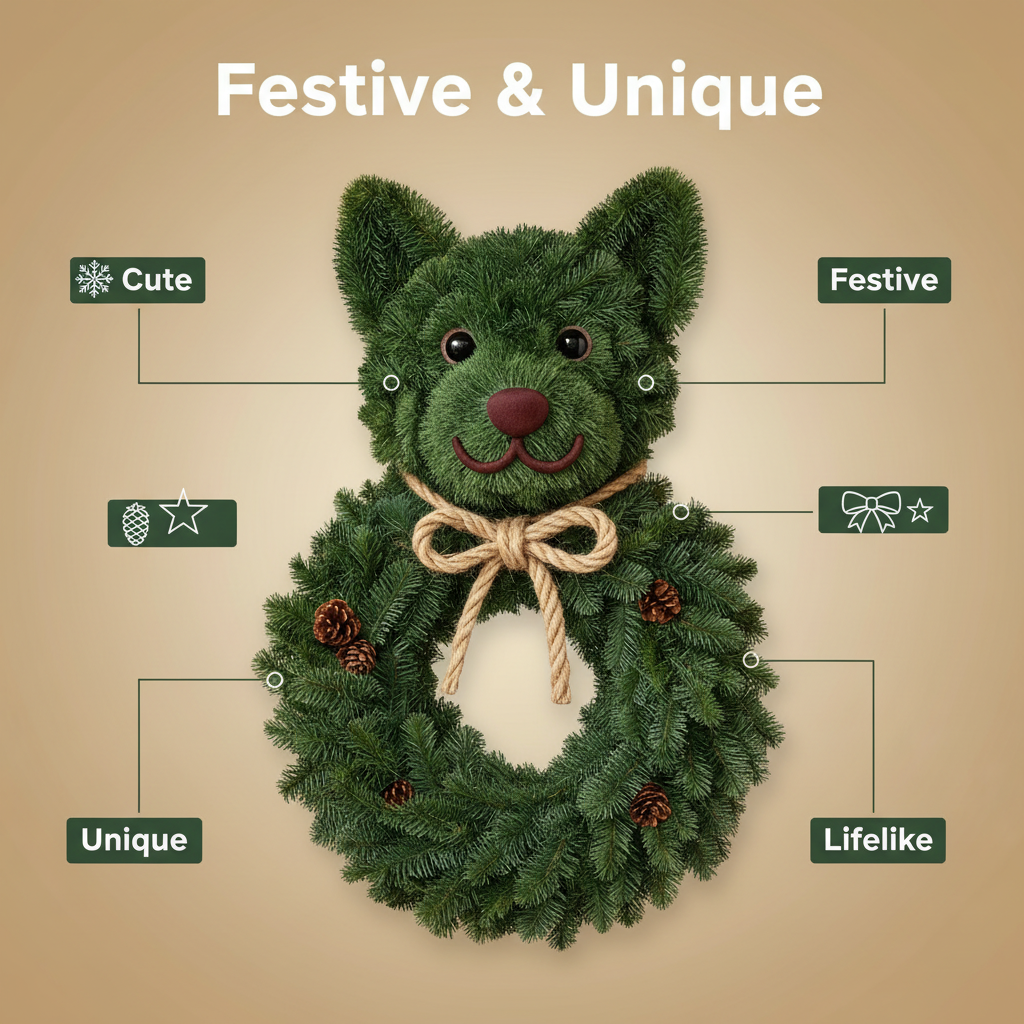 Perfect Puppy Christmas Evergreen Wreath