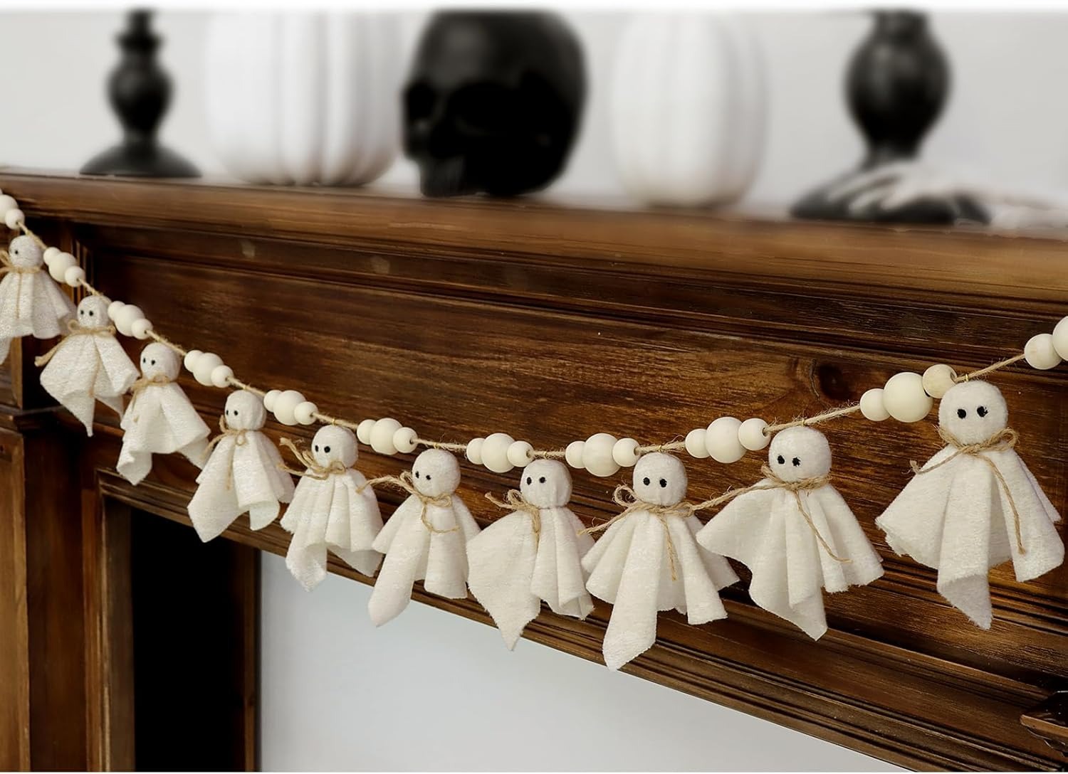 Halloween Ghost with Wooden Beads Garlands