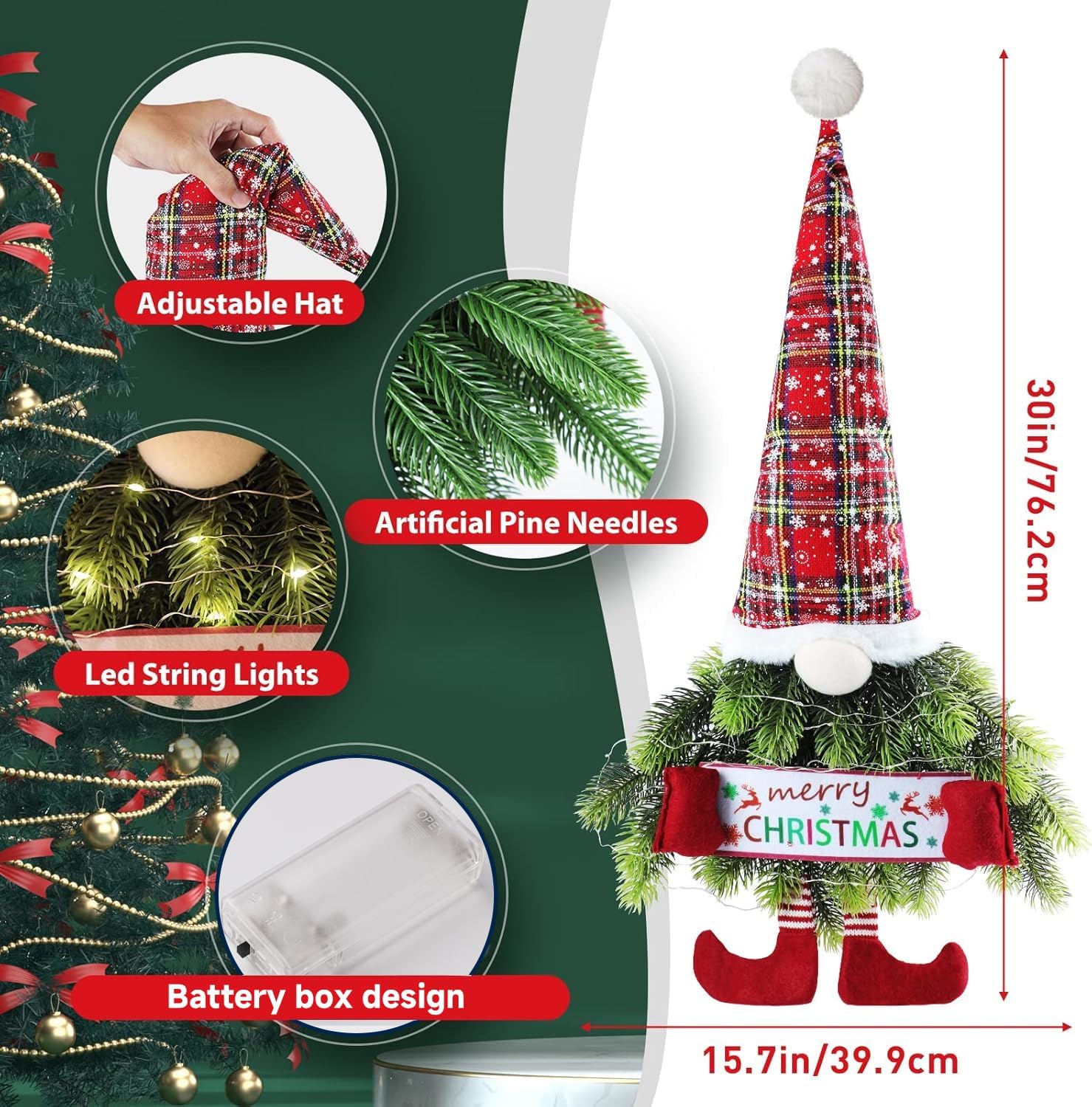 🎄Early Christmas Sale 49% OFF✨💖Adorable Christmas Gnome Wreath with 50LED Lights