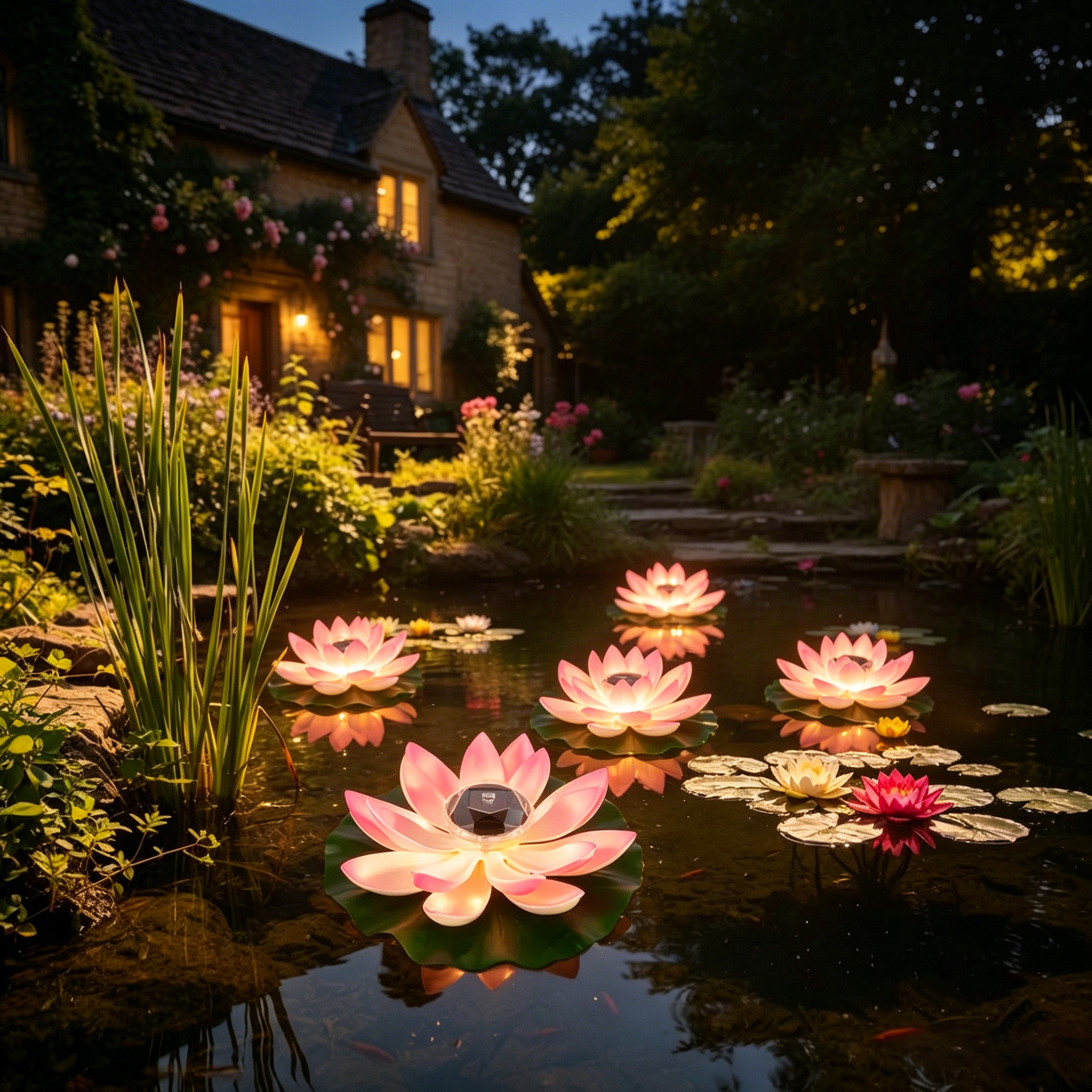 Floating Solar Lotus Lights for Pond, Pool & Garden