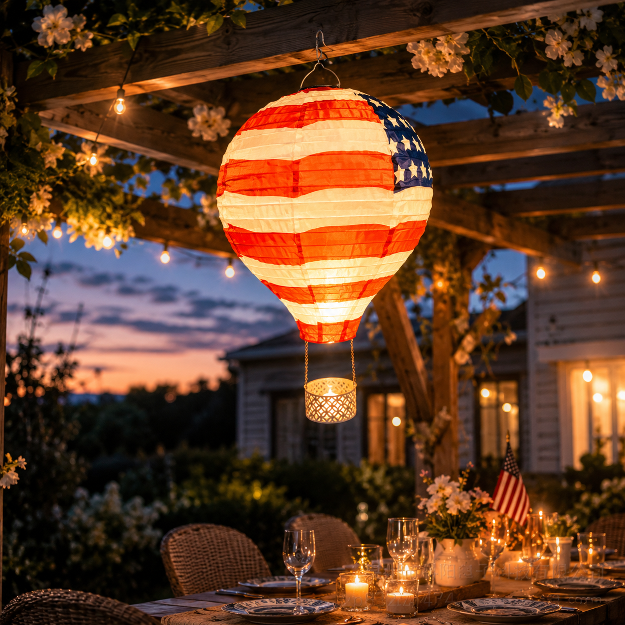 Hot Air Balloon Solar Lantern with Flickering Flame Light