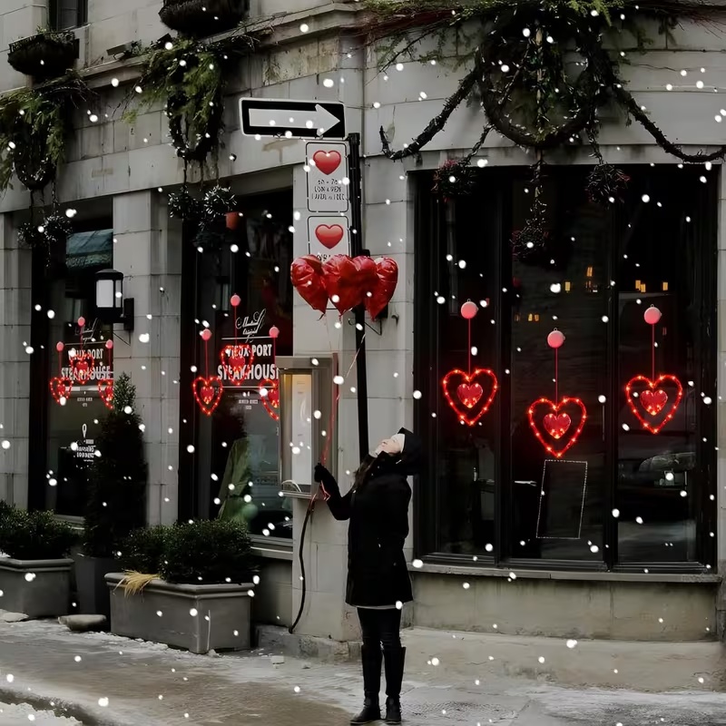 3Packs LED Heart Window Hanging Lights – Romantic Valentine Decoration