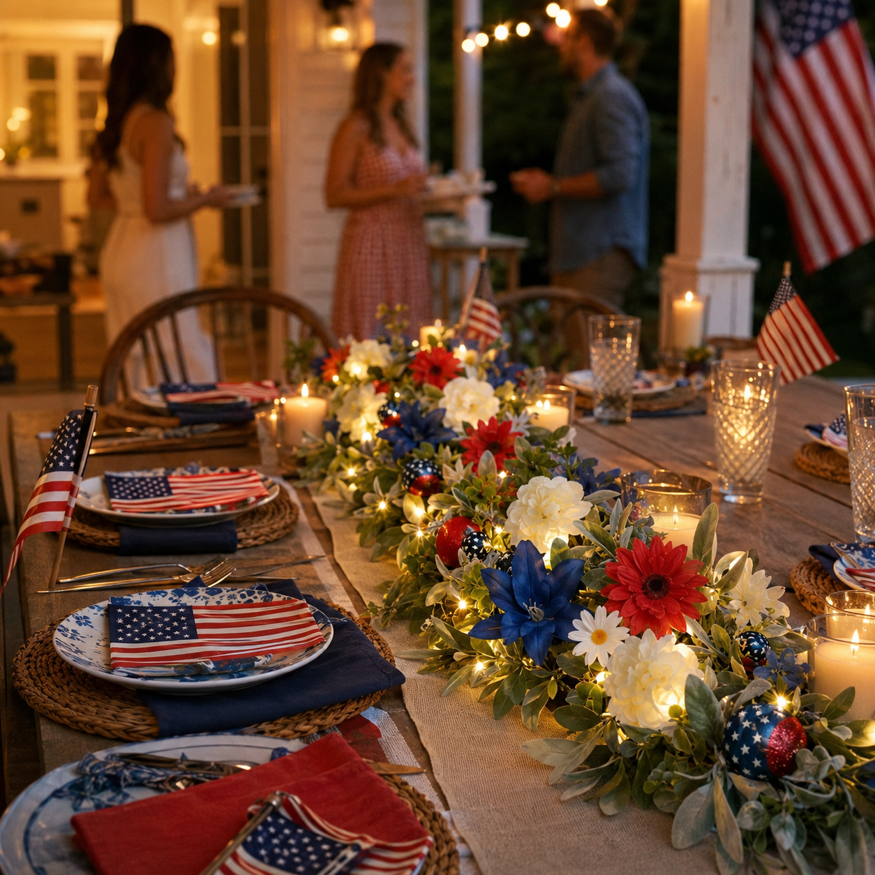 6FT Patriotic Garland with Lights
