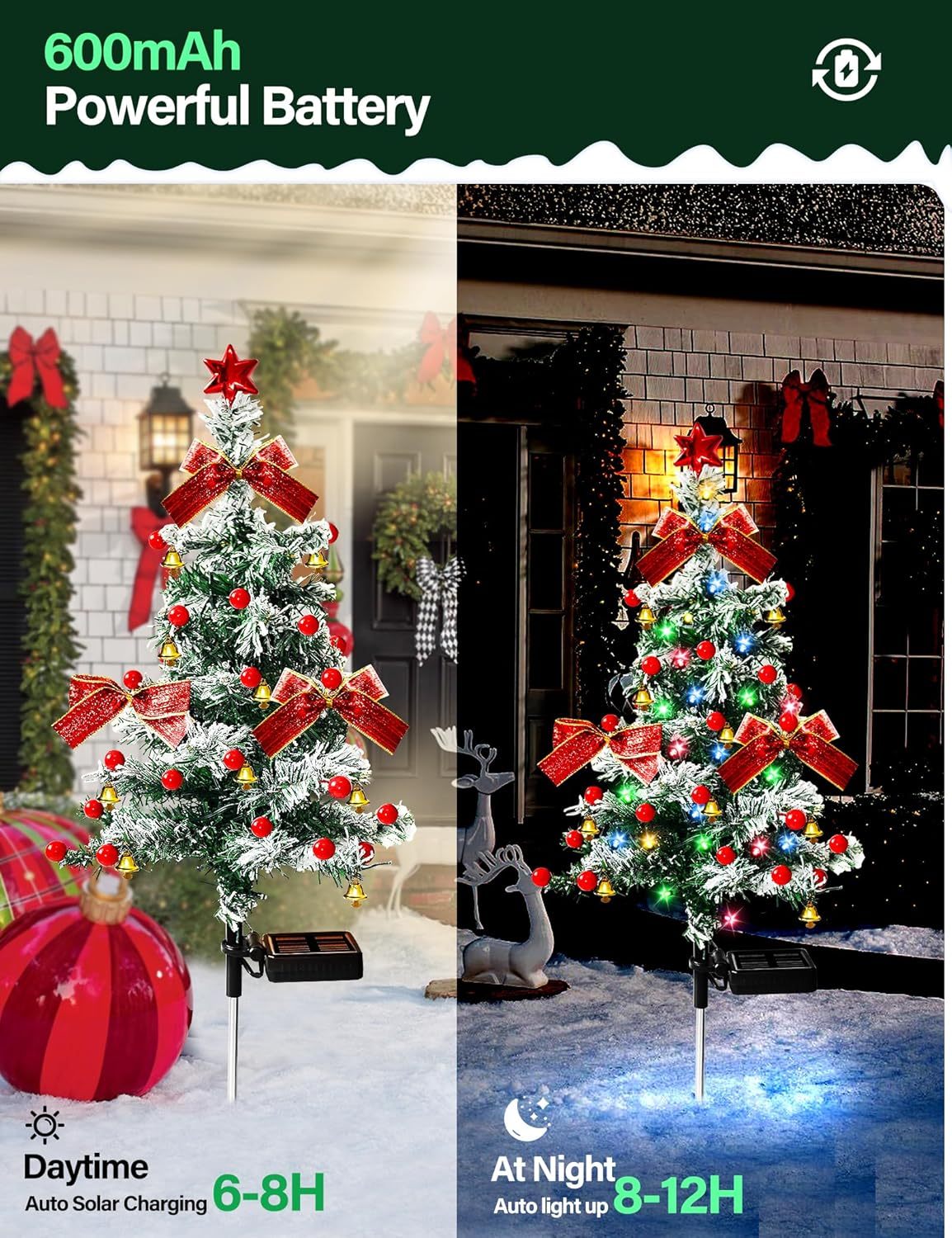 🎄Solar Christmas Tree Lights – Waterproof Outdoor LED Holiday Pathway Decor