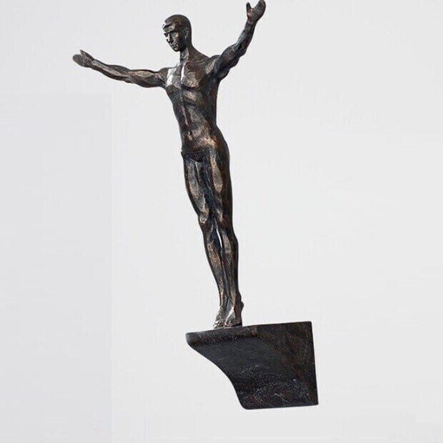 Large Copper Black Resin Climbing Man Wall Sculpture