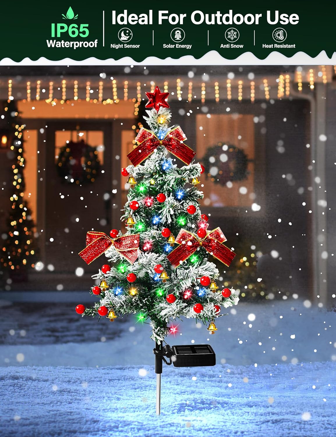 🎄Solar Christmas Tree Lights – Waterproof Outdoor LED Holiday Pathway Decor