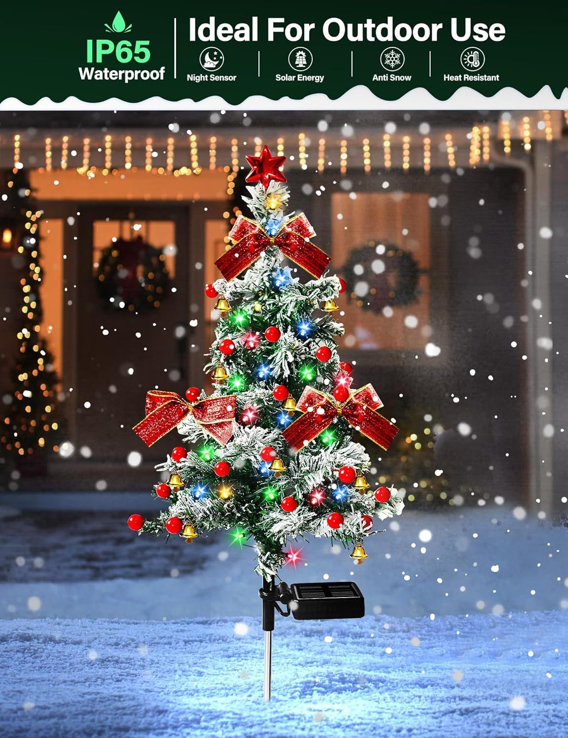 🎄Solar Christmas Tree Lights – Waterproof Outdoor LED Holiday Pathway Decor