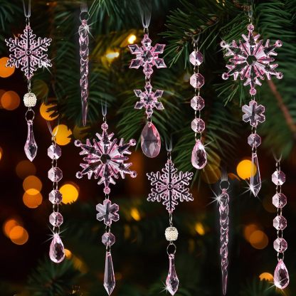 On Sale🔥Set of 18 pcs Hanging Acrylic Snowflake Icicle Ornaments with Drop Pendants
