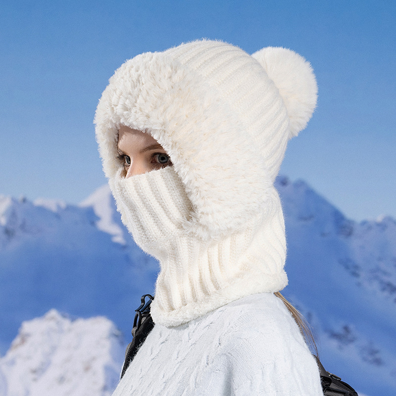 Women's Winter Warm Fleece Knitted Hat and Scarf 
