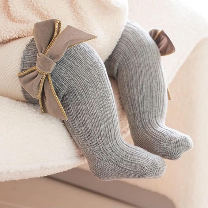 🎄Early Christmas Sale❄️Soft Cotton Knit Baby Girl Knee-High Bow Socks