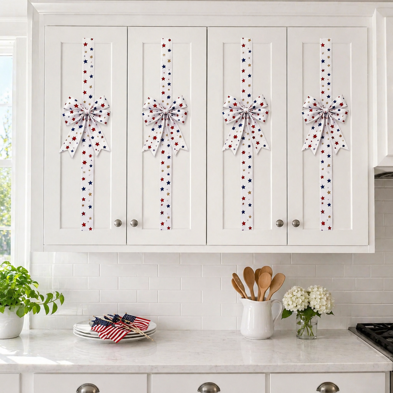 Independence Day & Memorial Day Cabinet Door Patriotic Bow Ribbons