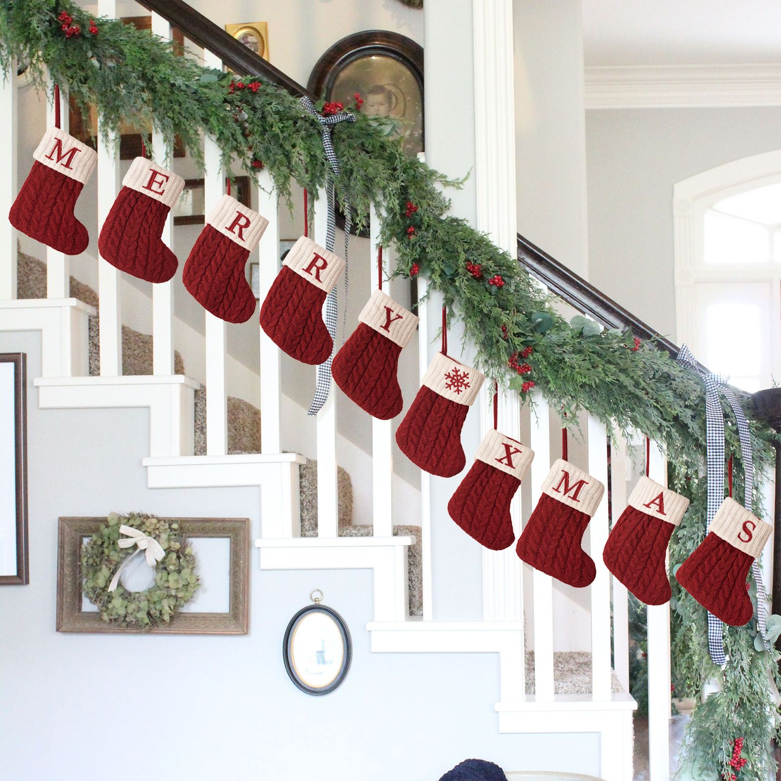 Purely Hand Knitted Christmas  Monogram Socks