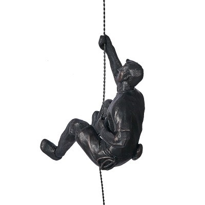 Large Copper Black Resin Climbing Man Wall Sculpture