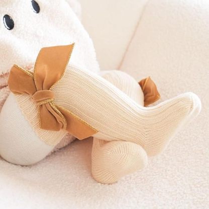 🎄Early Christmas Sale❄️Soft Cotton Knit Baby Girl Knee-High Bow Socks