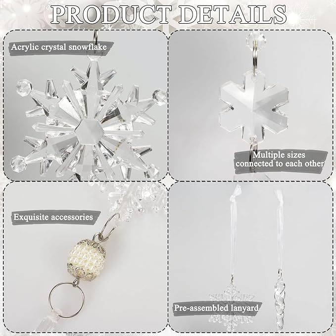 On Sale🔥Set of 18 pcs Hanging Acrylic Snowflake Icicle Ornaments with Drop Pendants