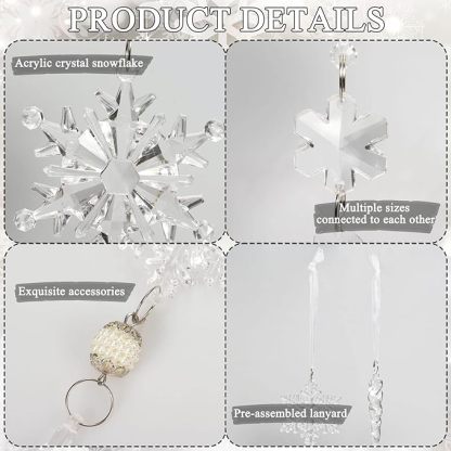 On Sale🔥Set of 18 pcs Hanging Acrylic Snowflake Icicle Ornaments with Drop Pendants