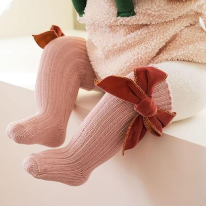 🎄Early Christmas Sale❄️Soft Cotton Knit Baby Girl Knee-High Bow Socks