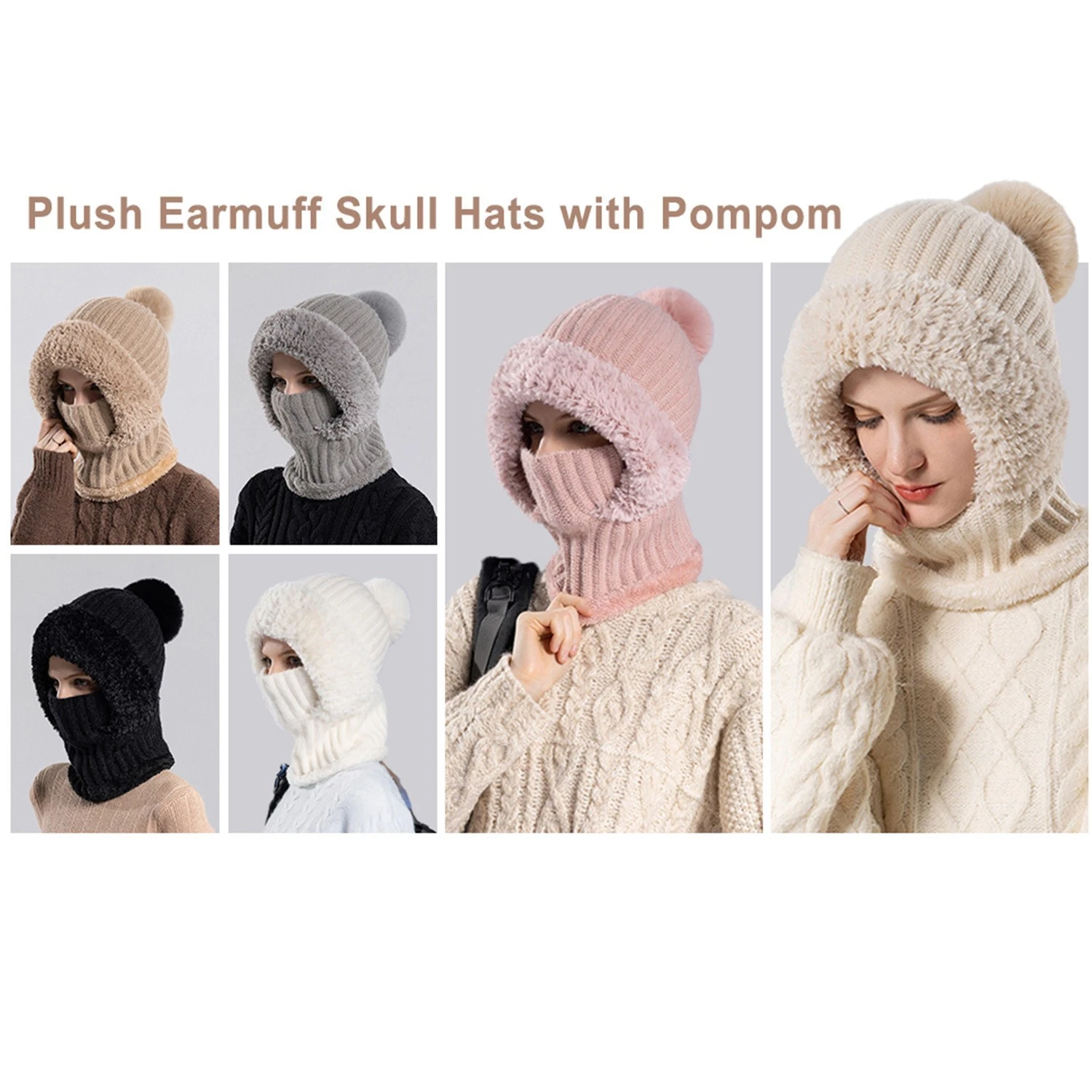 Women's Winter Warm Fleece Knitted Hat and Scarf 