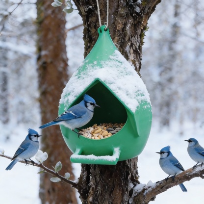 Winter Hanging Bird Feeder House-Home For Cardinal, Blue jay, Titmouse