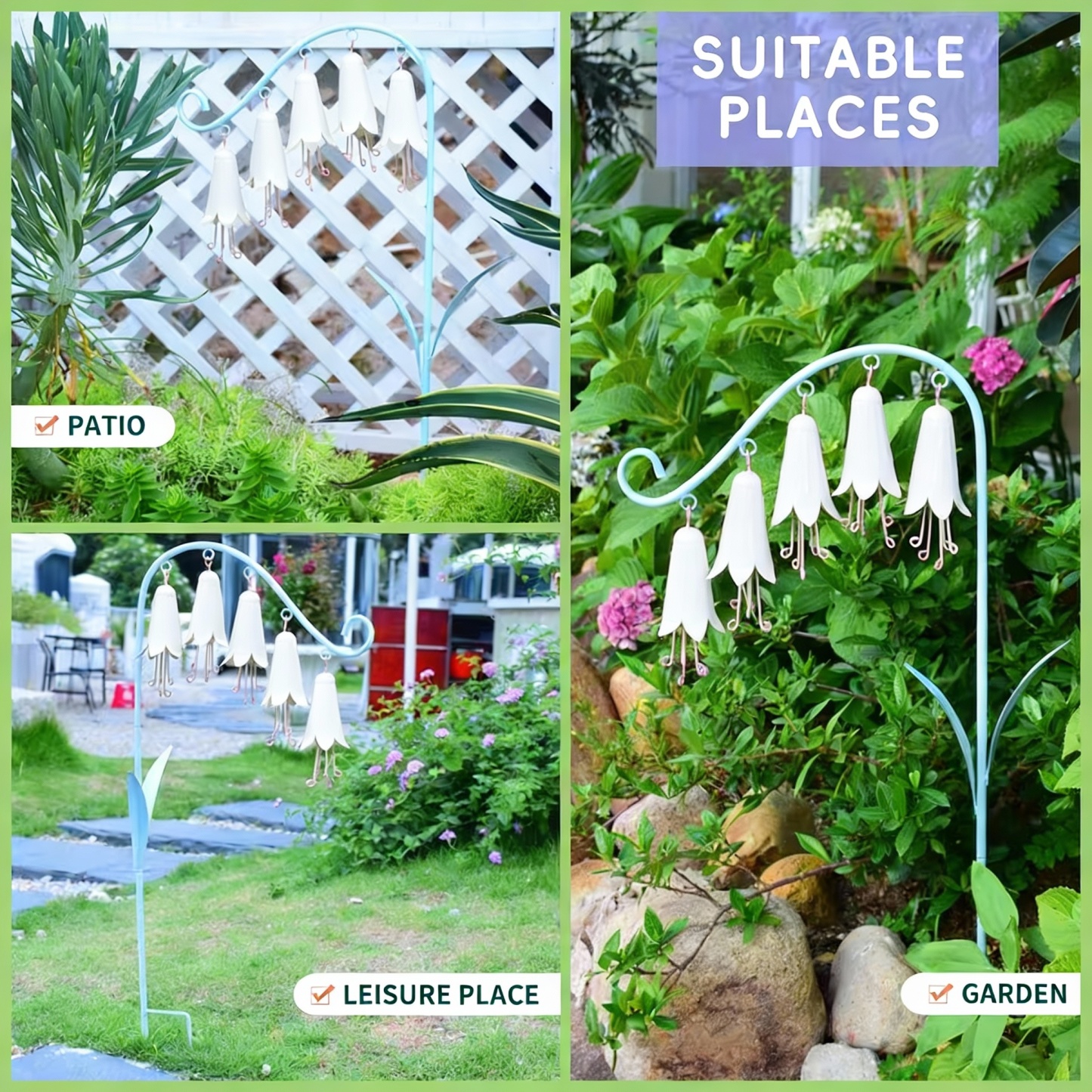 Sping Lily of the Valley Metal Garden Stake Wind Chime