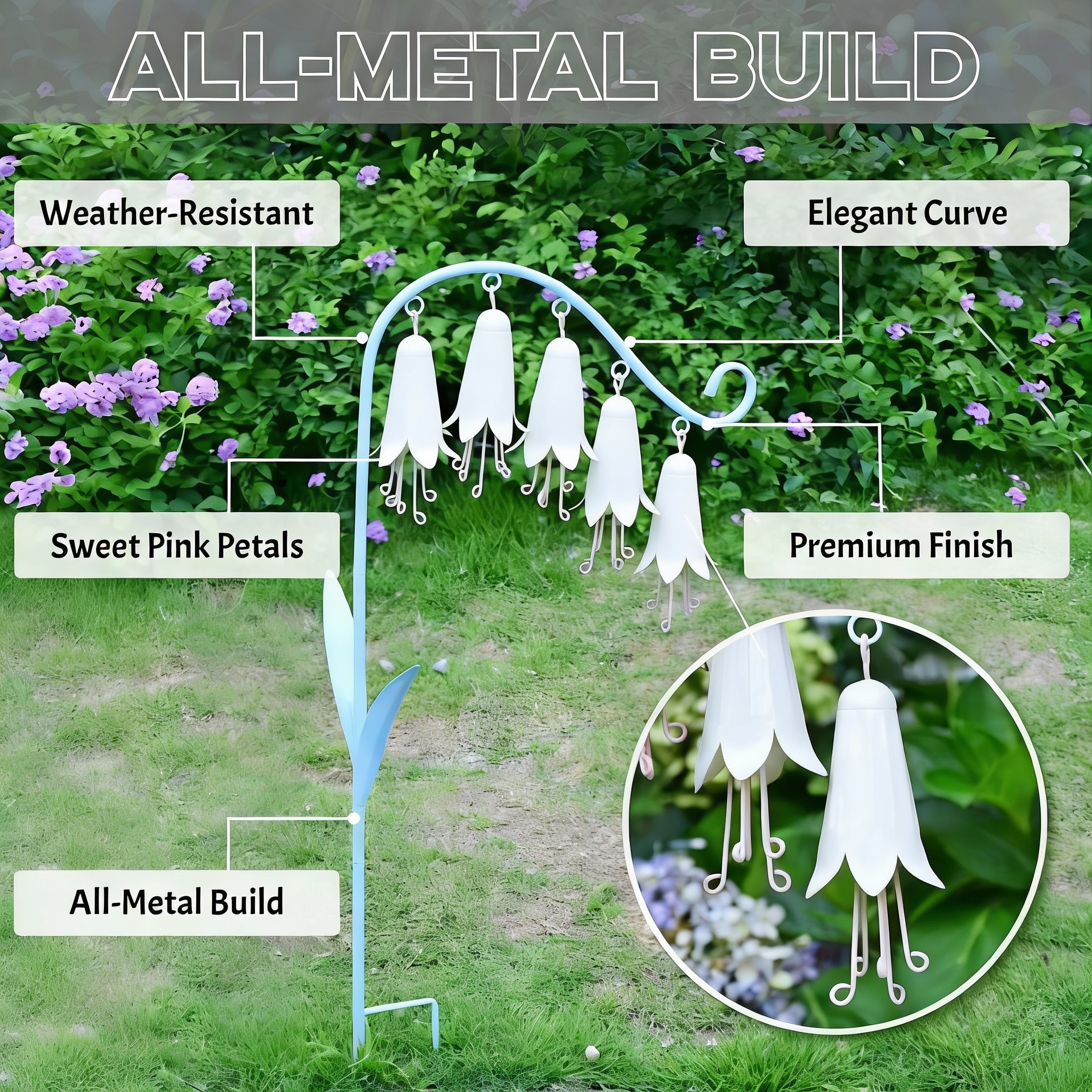 Sping Lily of the Valley Metal Garden Stake Wind Chime