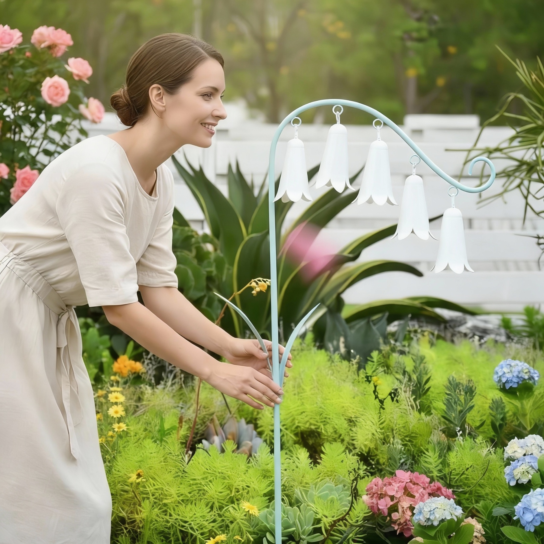 Spring Lily of the Valley Metal Garden Stake Wind Chime