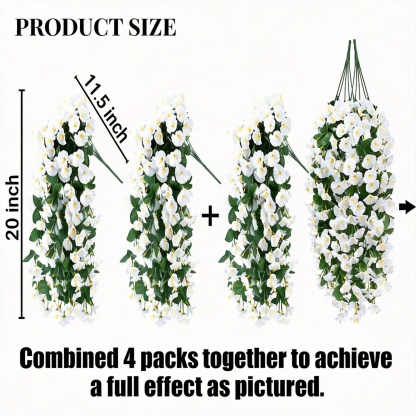 Artificial Faux Hanging Flowers Plants - UV resistant, Waterproof, Windproof , No watering , No wilting 