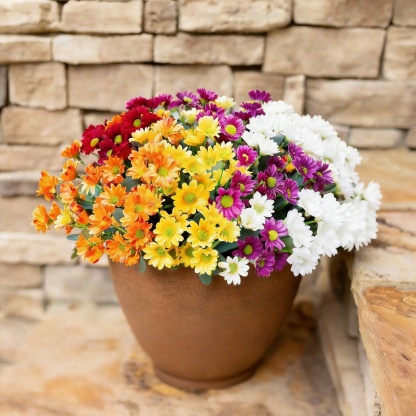 Artificial Mums Flowers for Outdoors Fall Autumn Decoration - UV resis