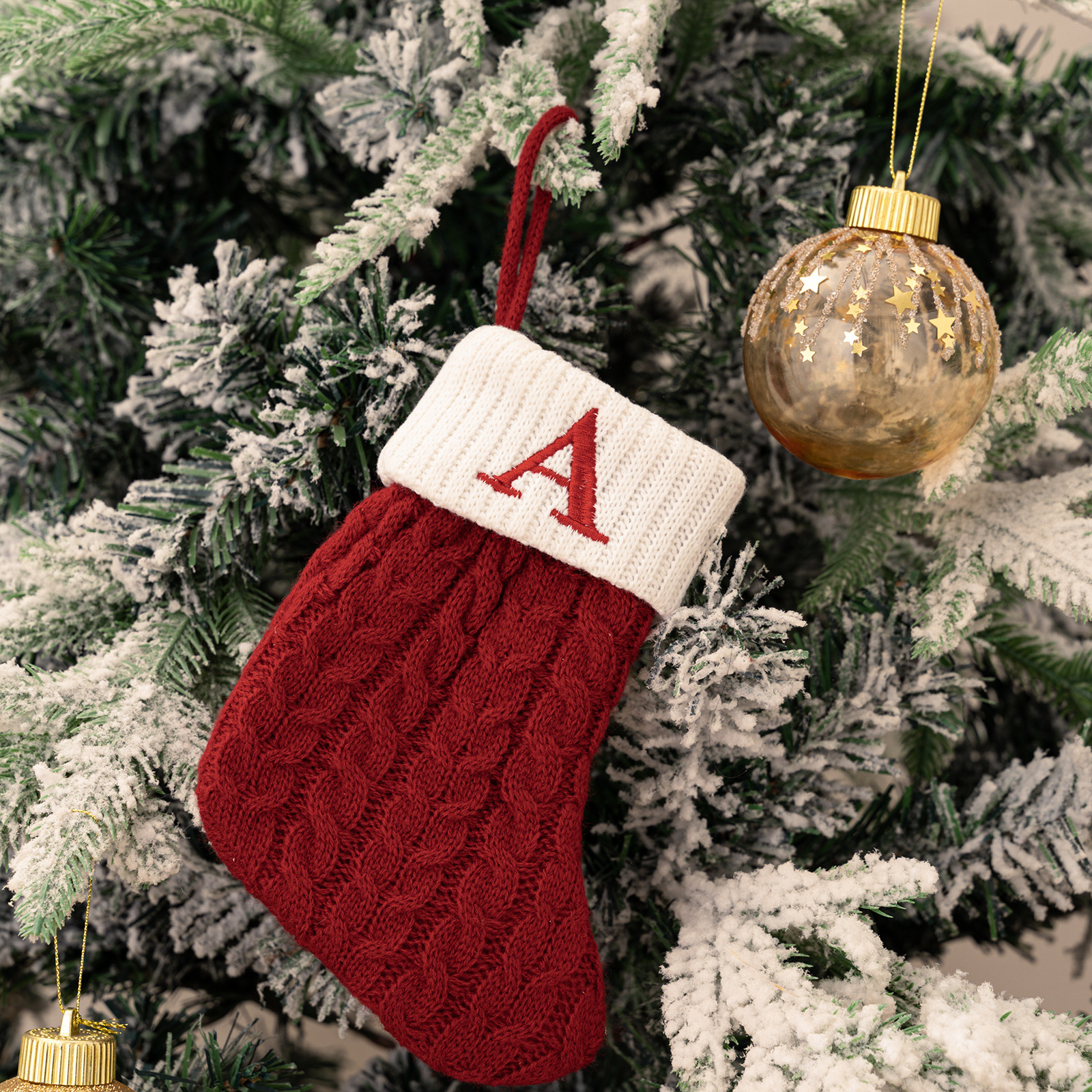 Purely Hand Knitted Christmas  Monogram Socks