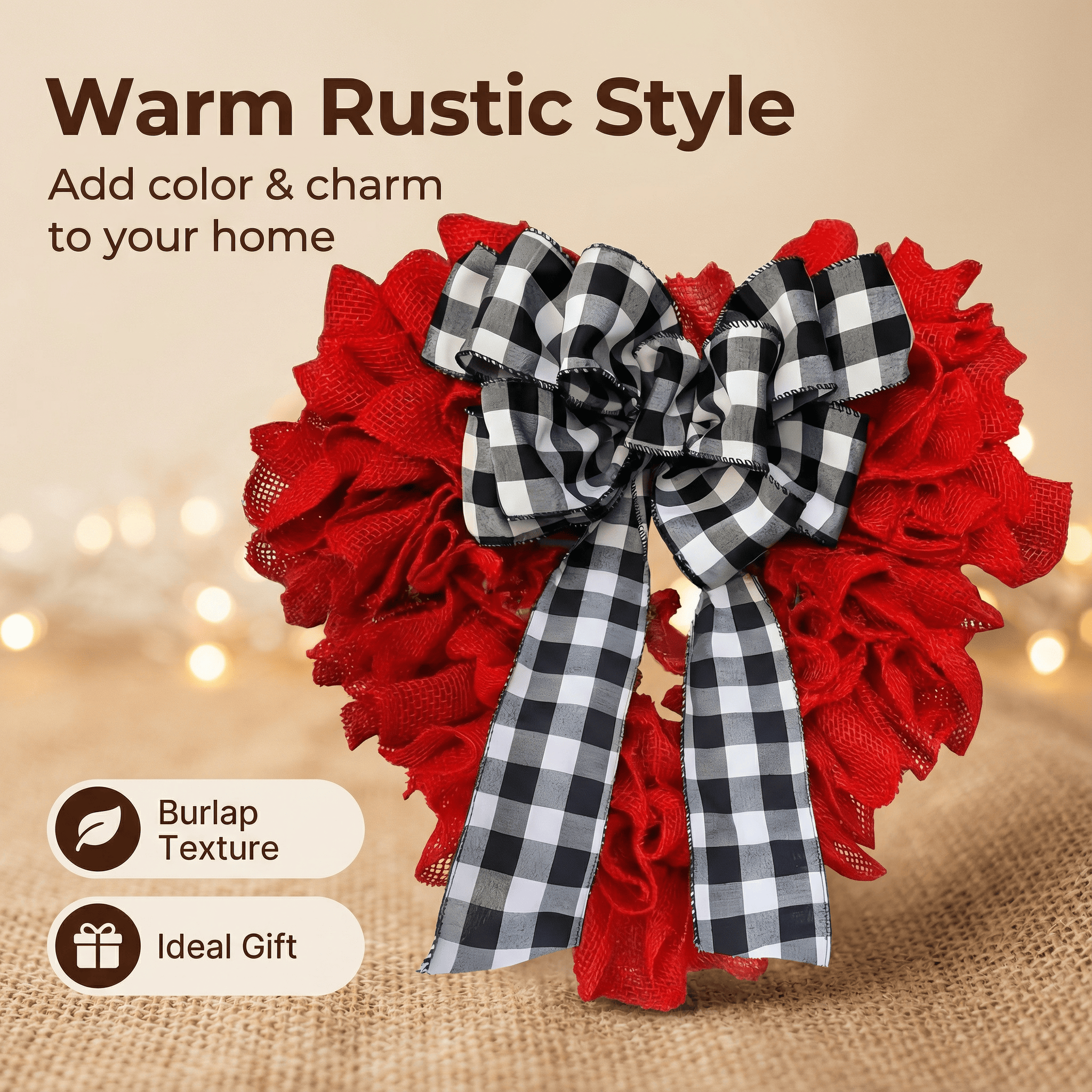 Valentines  Burlap Wreath  Door Decor,