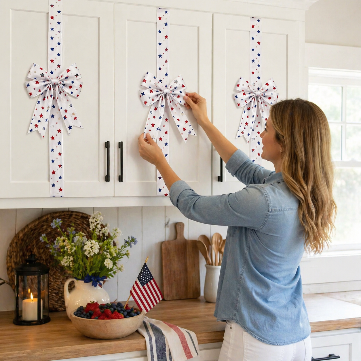 Independence Day & Memorial Day Cabinet Door Patriotic Bow Ribbons