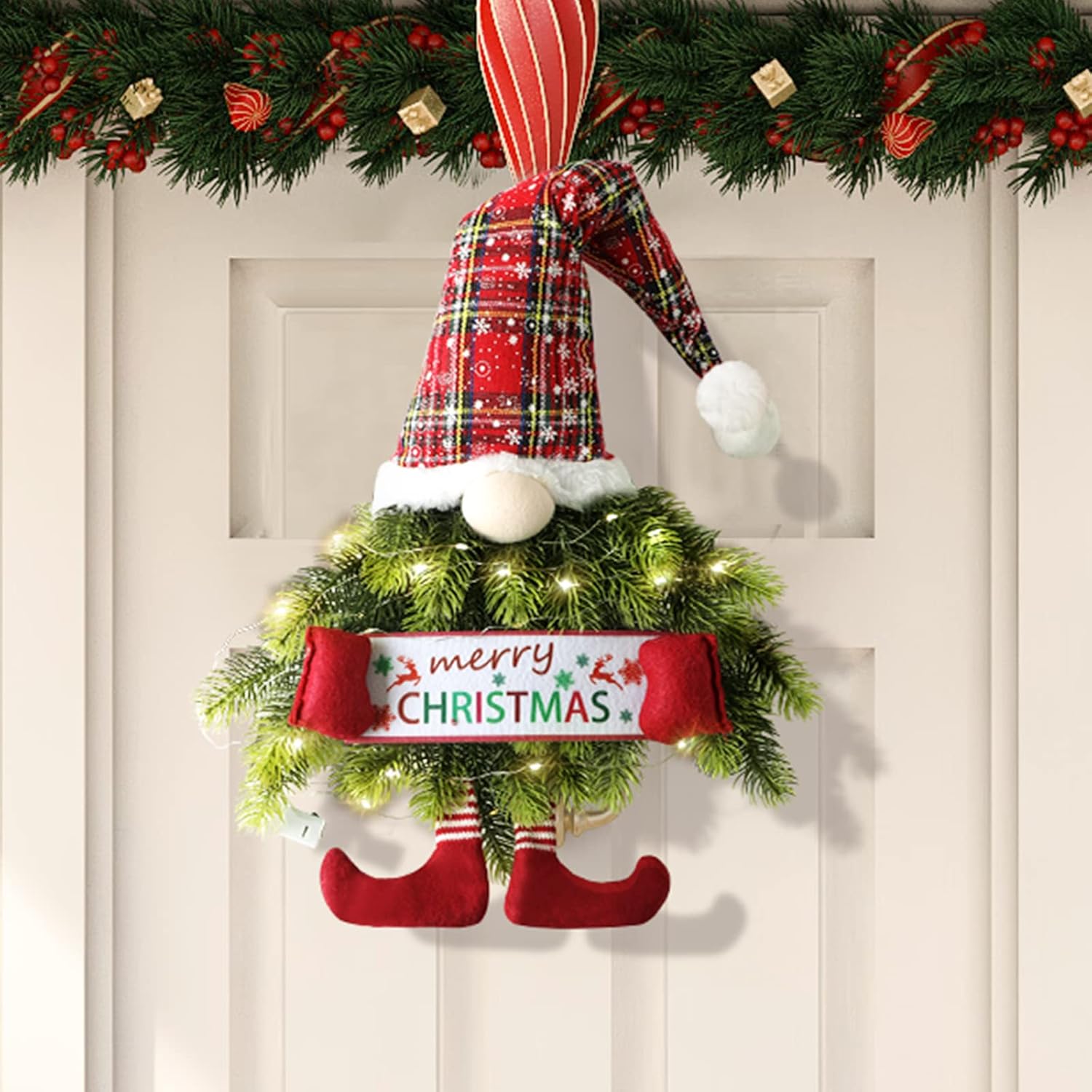 🎄Early Christmas Sale 49% OFF✨💖Adorable Christmas Gnome Wreath with 50LED Lights
