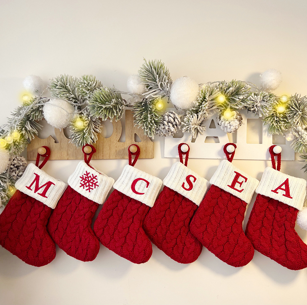 Purely Hand Knitted Christmas  Monogram Socks