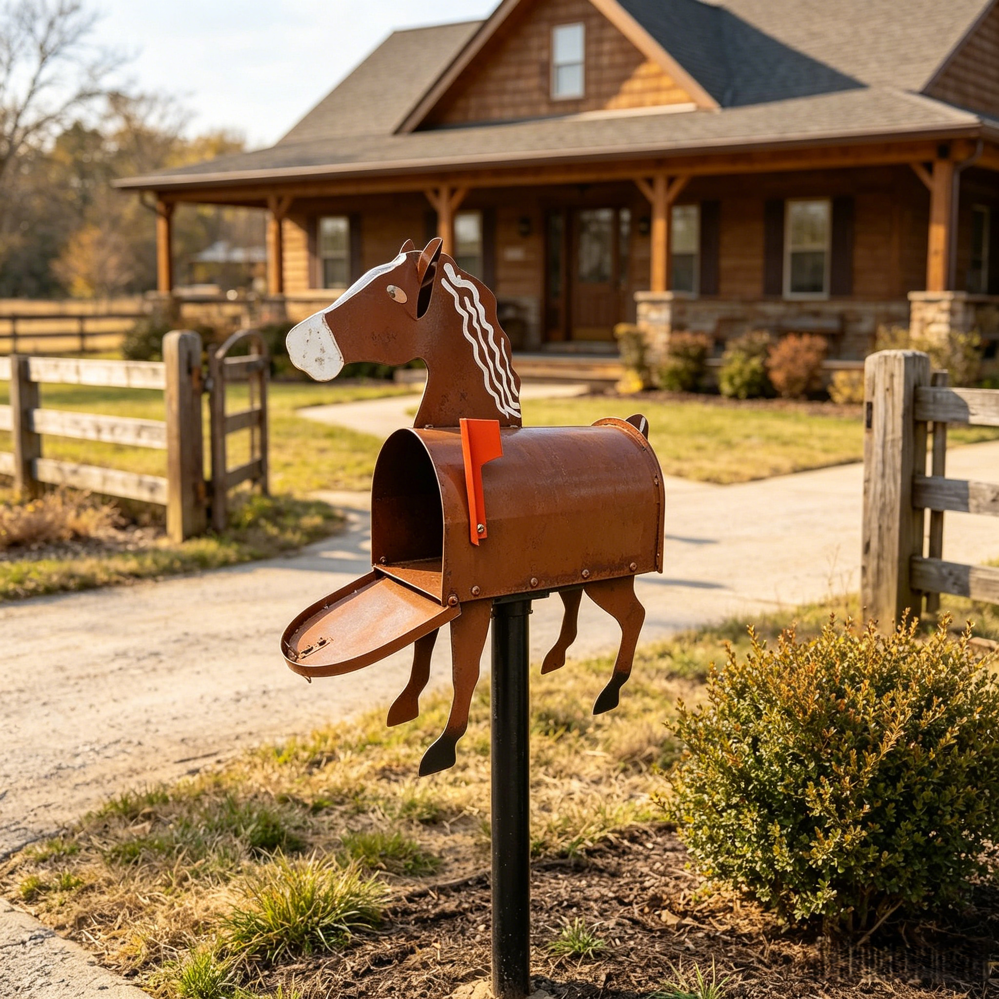 Horse Iron Mailbox Post