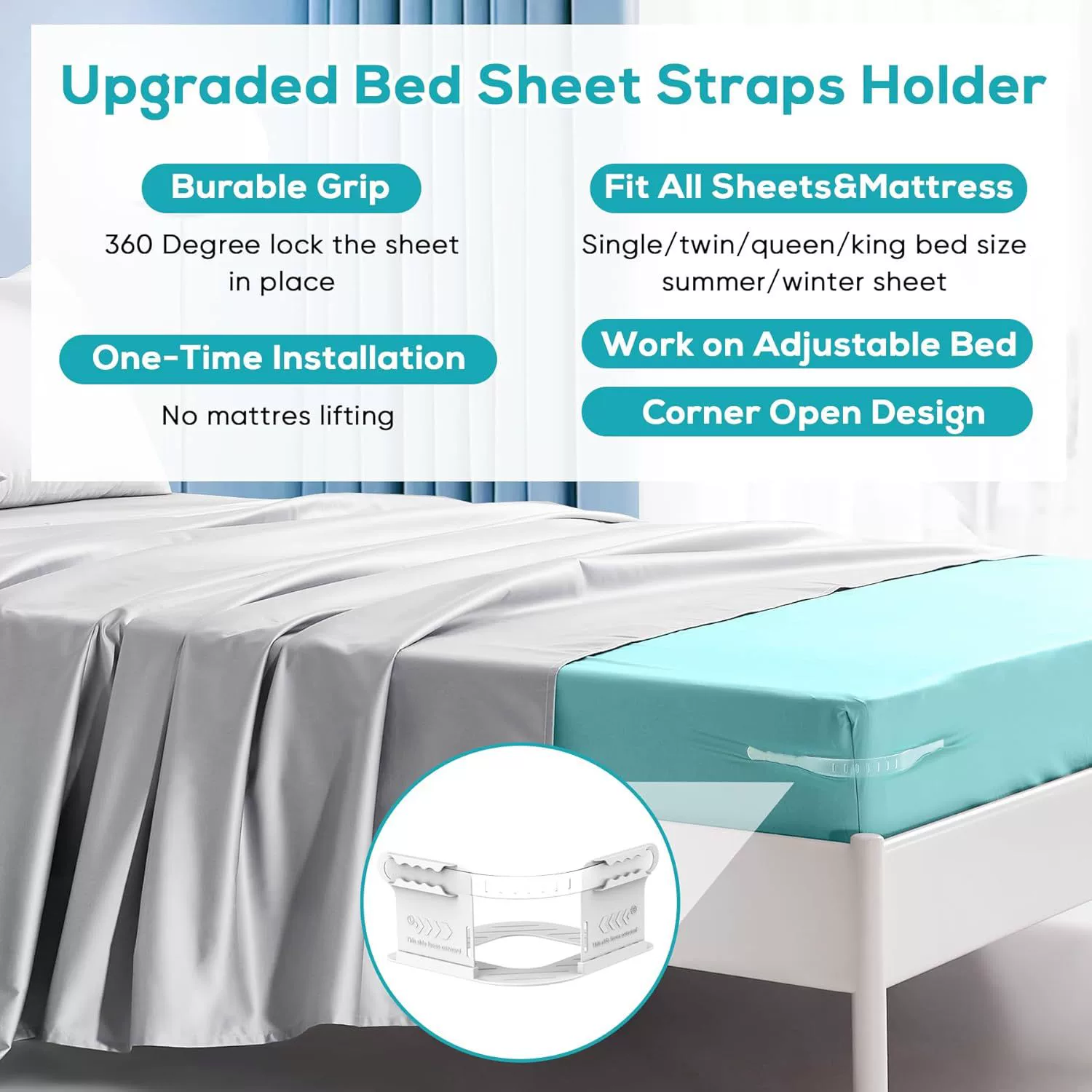 (1 SET-4 Pack) Sheet Holders - Secure Bed Sheets Firmly in Place 
