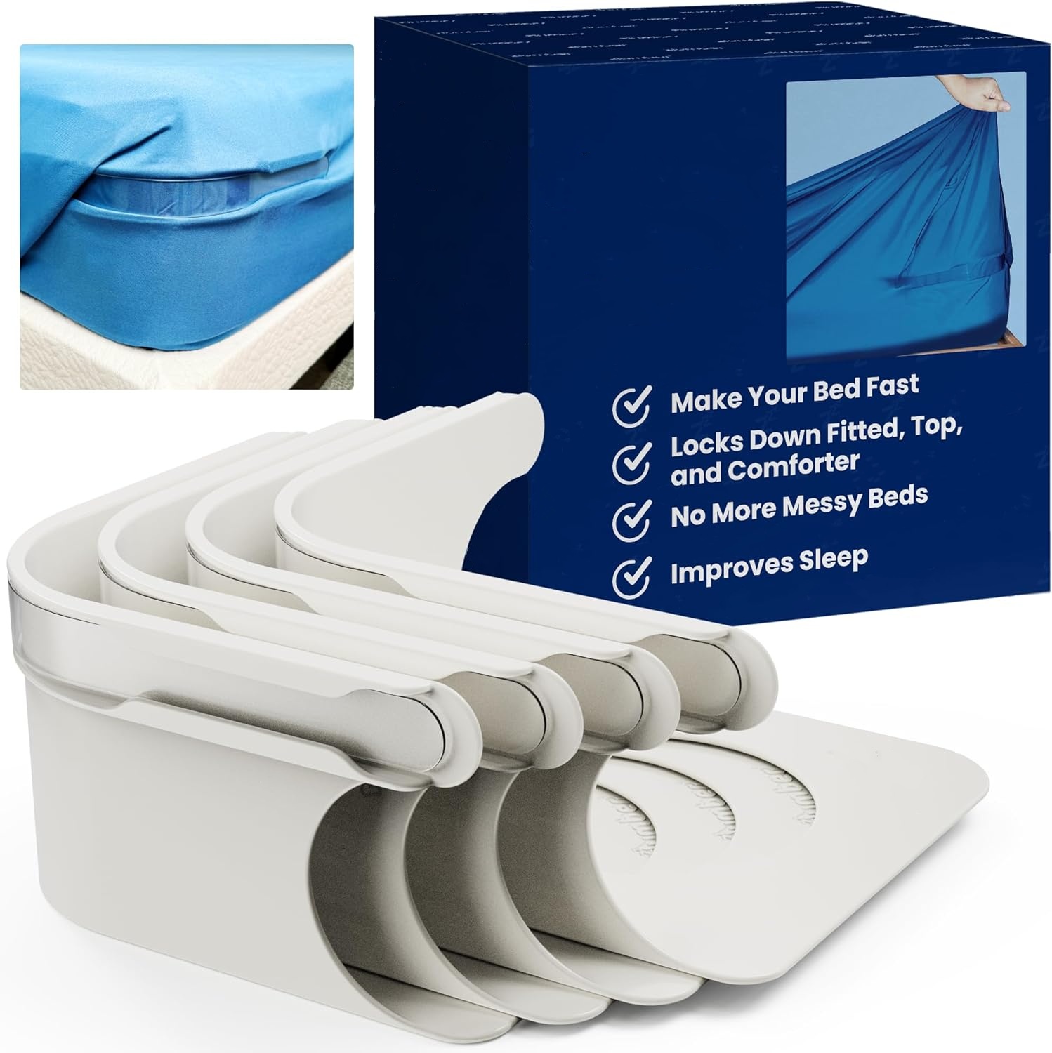 (1 SET-4 Pack) Sheet Holders - Secure Bed Sheets Firmly in Place 