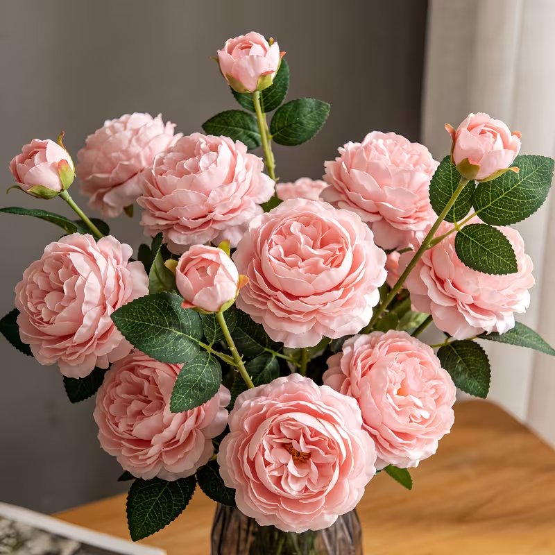 Real Touch 3-Head Peony Stems – Ultra Lifelike Full Bloom Artificial Flowers